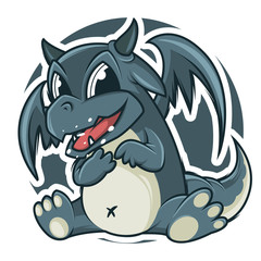 funny blue dragon vector illustration