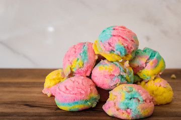Homemade rainbow or pastel cookie.