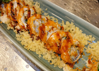 Soft Shell Crab maki, Japanese food.