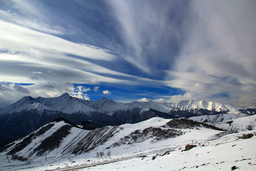 Snow mountains. Russia.  Caucasus. The Republic of Ingushetia