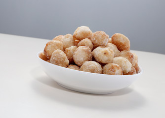 Snack nut food in a white bowl