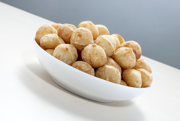 Snack nut food in a white bowl