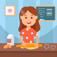Child making Homemade cookies Vector Illustration