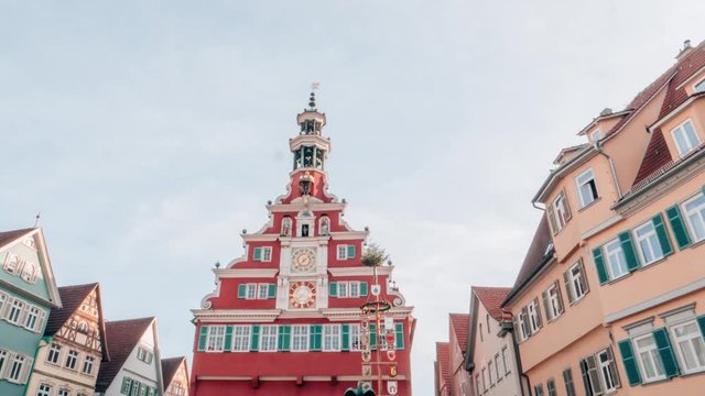 Hyperlapse of the Old and Famous Rathaus also called Town House of Esslingen am Neckar in Germany