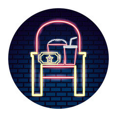 cinema neon set icons