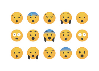 Set of bad surprise  emoticon