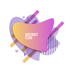 Abstract liquid shape. Fluid design. Isolated gradient waves with geometric lines, dots. Vector illustration