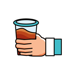 hand with coffee container plastic