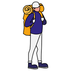 adventurous man with travelbag