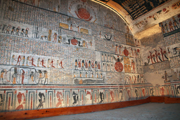 Valley of Kings, Luxor, Egypt, Pharaoh  Tomb, Hieroglyphs, Frescoes