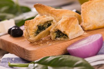 Spinach puffs. 