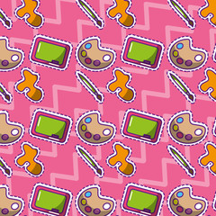 school chalkboard palette color splash brush seamless pattern