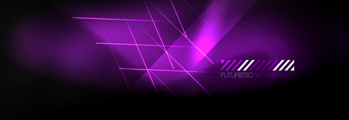Neon glowing techno lines, hi-tech futuristic abstract background template with lines