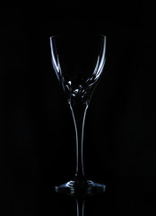 Wine glass on black background