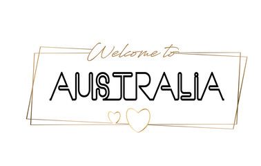 Australia  Welcome to text Neon lettering typography. Word for logotype, badge, icon, postcard, logo, banner Vector Illustration.