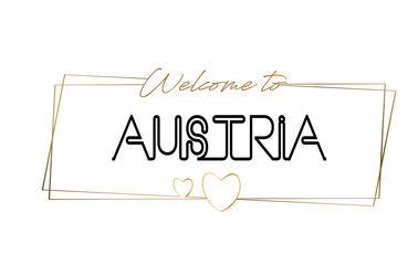 Austria  Welcome to text Neon lettering typography. Word for logotype, badge, icon, postcard, logo, banner Vector Illustration.