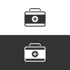 Medicine briefcase icon on black and white background