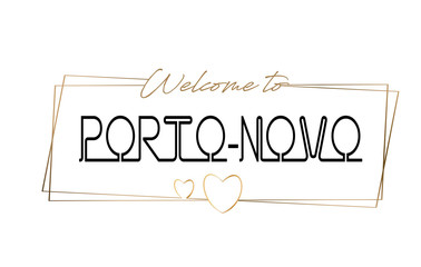 Porto-Novo  Welcome to text Neon lettering typography. Word for logotype, badge, icon, postcard, logo, banner Vector Illustration.
