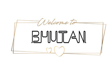 Bhutan  Welcome to text Neon lettering typography. Word for logotype, badge, icon, postcard, logo, banner Vector Illustration.