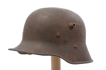 Fototapeta premium German World War One (Stahlhelm) military helmet on white background