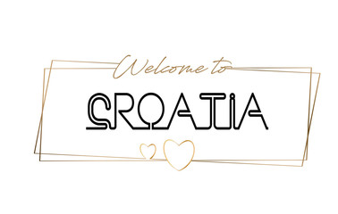 Croatia  Welcome to text Neon lettering typography. Word for logotype, badge, icon, postcard, logo, banner Vector Illustration.