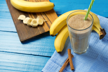 Banana smoothie in a glass