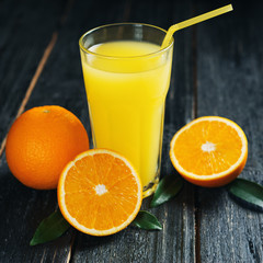 Fresh orange juice in a glass