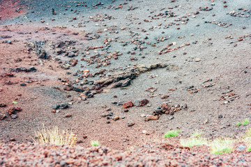 Lava on Mount Etna, active volcano on the east coast of Sicily, Italy.