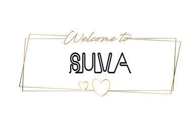 Suva  Welcome to text Neon lettering typography. Word for logotype, badge, icon, postcard, logo, banner Vector Illustration.