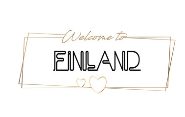 Finland  Welcome to text Neon lettering typography. Word for logotype, badge, icon, postcard, logo, banner Vector Illustration.