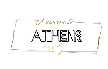 Athens  Welcome to text Neon lettering typography. Word for logotype, badge, icon, postcard, logo, banner Vector Illustration.