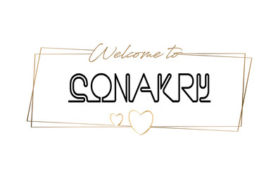 Conakry  Welcome to text Neon lettering typography. Word for logotype, badge, icon, postcard, logo, banner Vector Illustration.