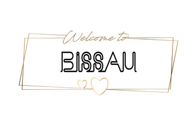 Bissau  Welcome to text Neon lettering typography. Word for logotype, badge, icon, postcard, logo, banner Vector Illustration.