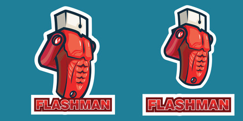 funny flash disc super hero vector illustration