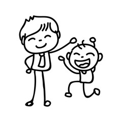 hand drawing abstract cartoon happy people family happiness concept