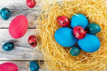 Easter eggs in the nest