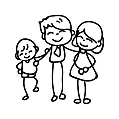 hand drawing abstract cartoon happy people family happiness concept