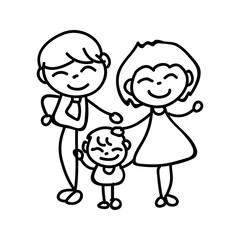 hand drawing abstract cartoon happy people family happiness concept