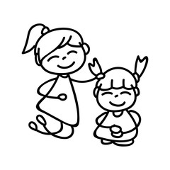 hand drawing abstract cartoon happy people family happiness concept