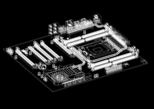 Computer Motherboard Architect blueprint 