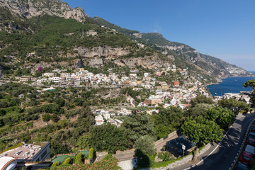 Obraz premium Small town of Positano along Amalfi coast with its many wonderful colors and terraced houses, Campania, Italy.