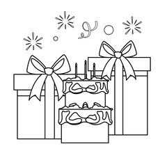 gift box present with sweet cake