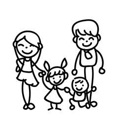 hand drawing abstract cartoon happy people family happiness concept