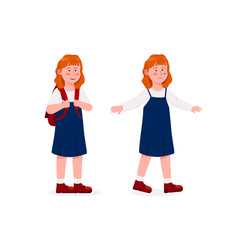 Little Cute Orange-Haired Girl Character Design Vector Cartoon Illustration