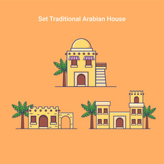 Set Traditional Arabian House Icon Vector Illustration