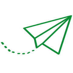 Handgezeichneter Papierflieger in grün