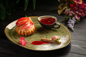 strawberry shu on a wooden background