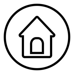 Doghouse icon in round. Vector illustration style is a flat iconic doghouse symbol.