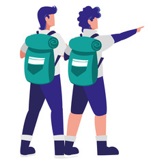 adventurous men with travelbag