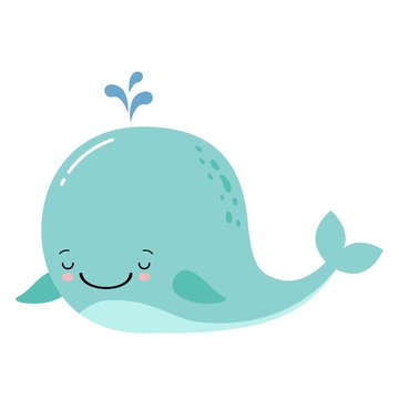 Cute amusing whale, prints image, vector illustration